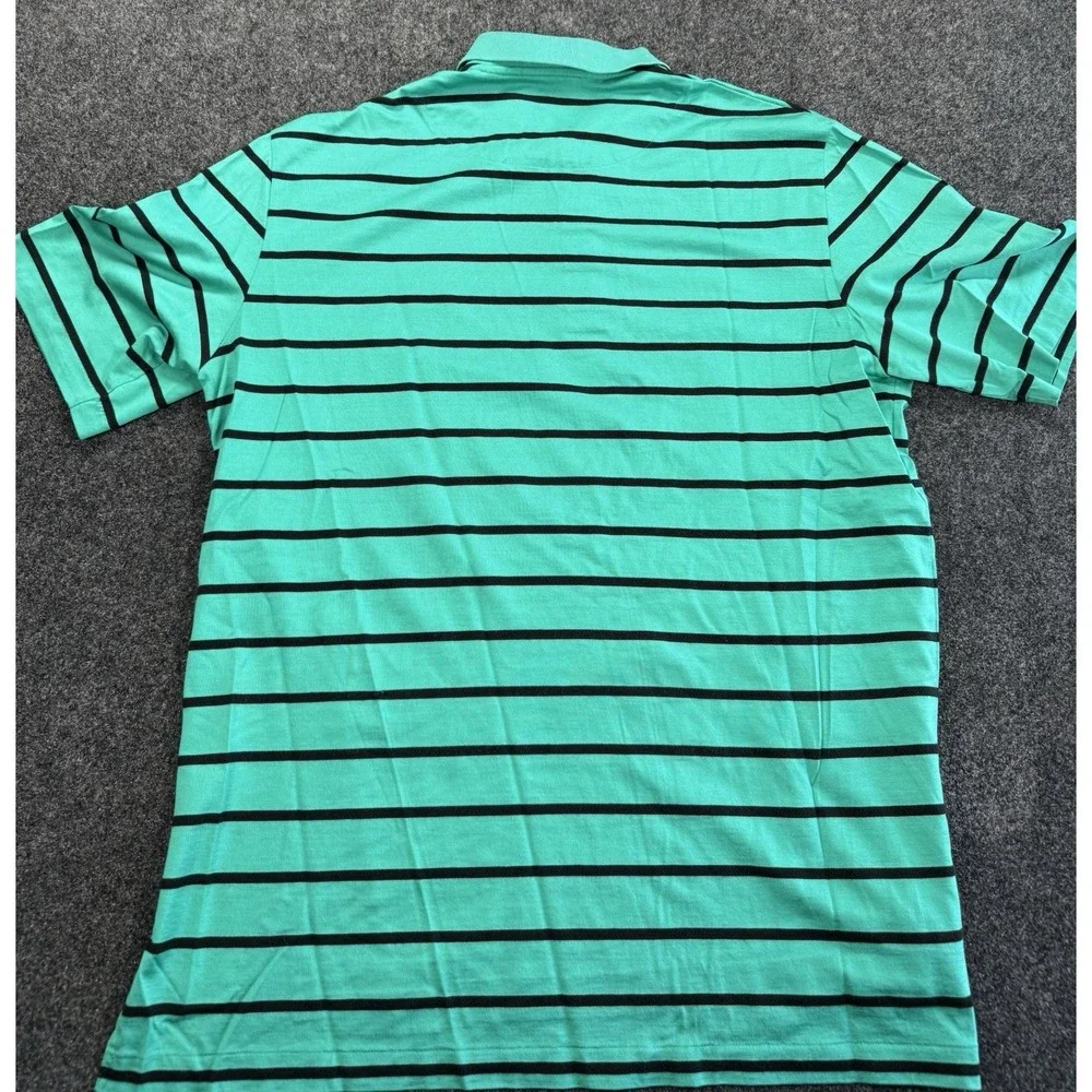 Polo Golf Ralph Lauren Polo Shirt Mens L Green Stripe Pima Cotton Silk - Picture 4 of 7